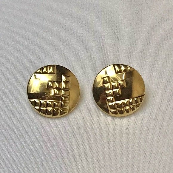 Monet Jewelry - Monet Vintage Gold-tone Large Chunky Pierced Signed Earrings Textured Bold 80’s